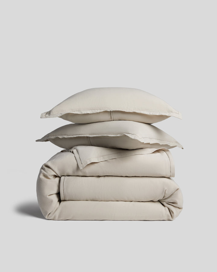 Linen Tencel Duvet Cover Set - Bone F/Q